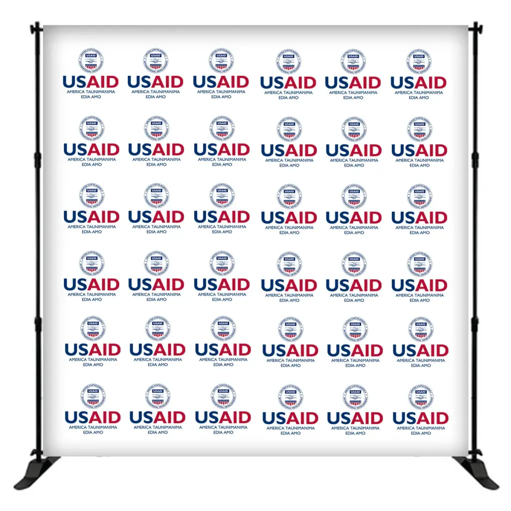 USAID Motu 8 ft. Slider Banner Stand - 8'h Fabric Graphic Package