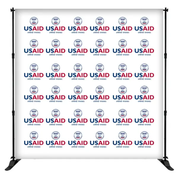 USAID Nepali 8 ft. Slider Banner Stand - 8'h Fabric Graphic Package