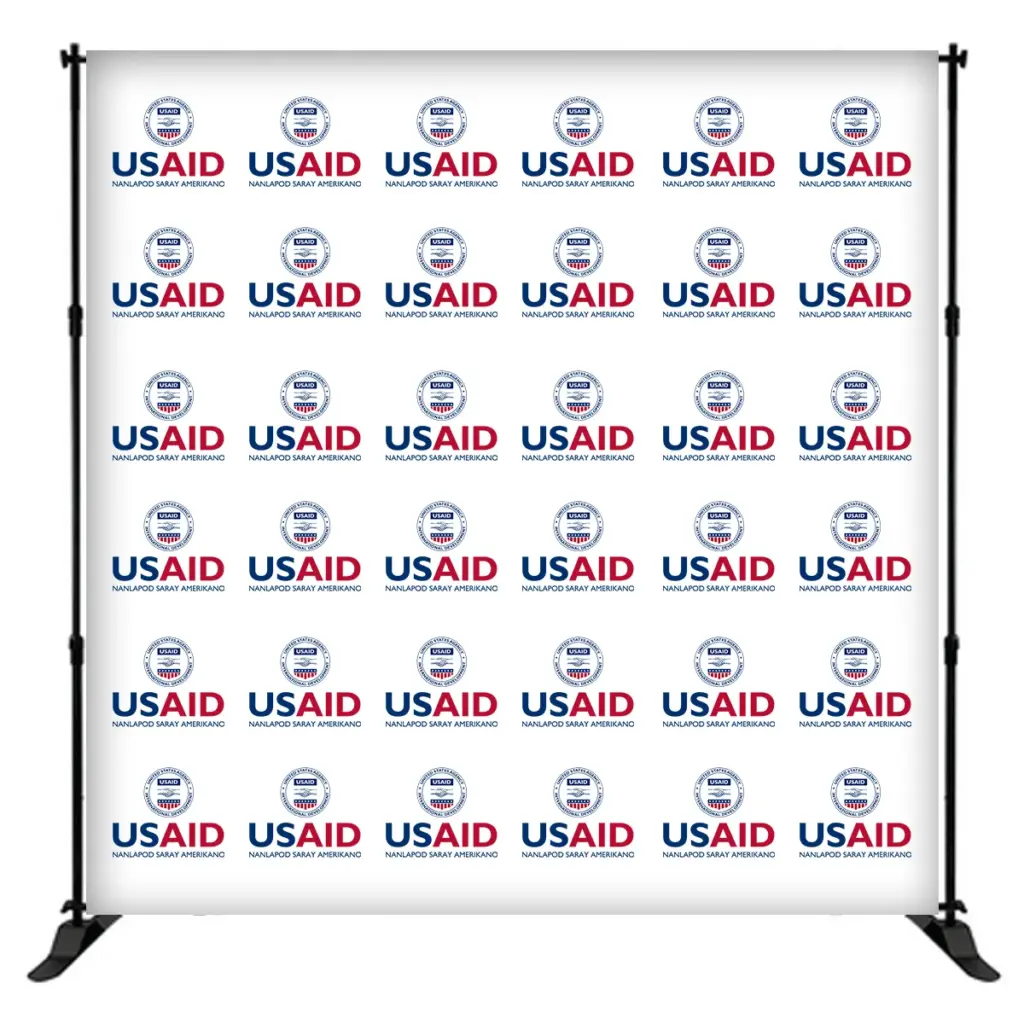 USAID Pangasinense 8 ft. Slider Banner Stand - 8'h Fabric Graphic Package