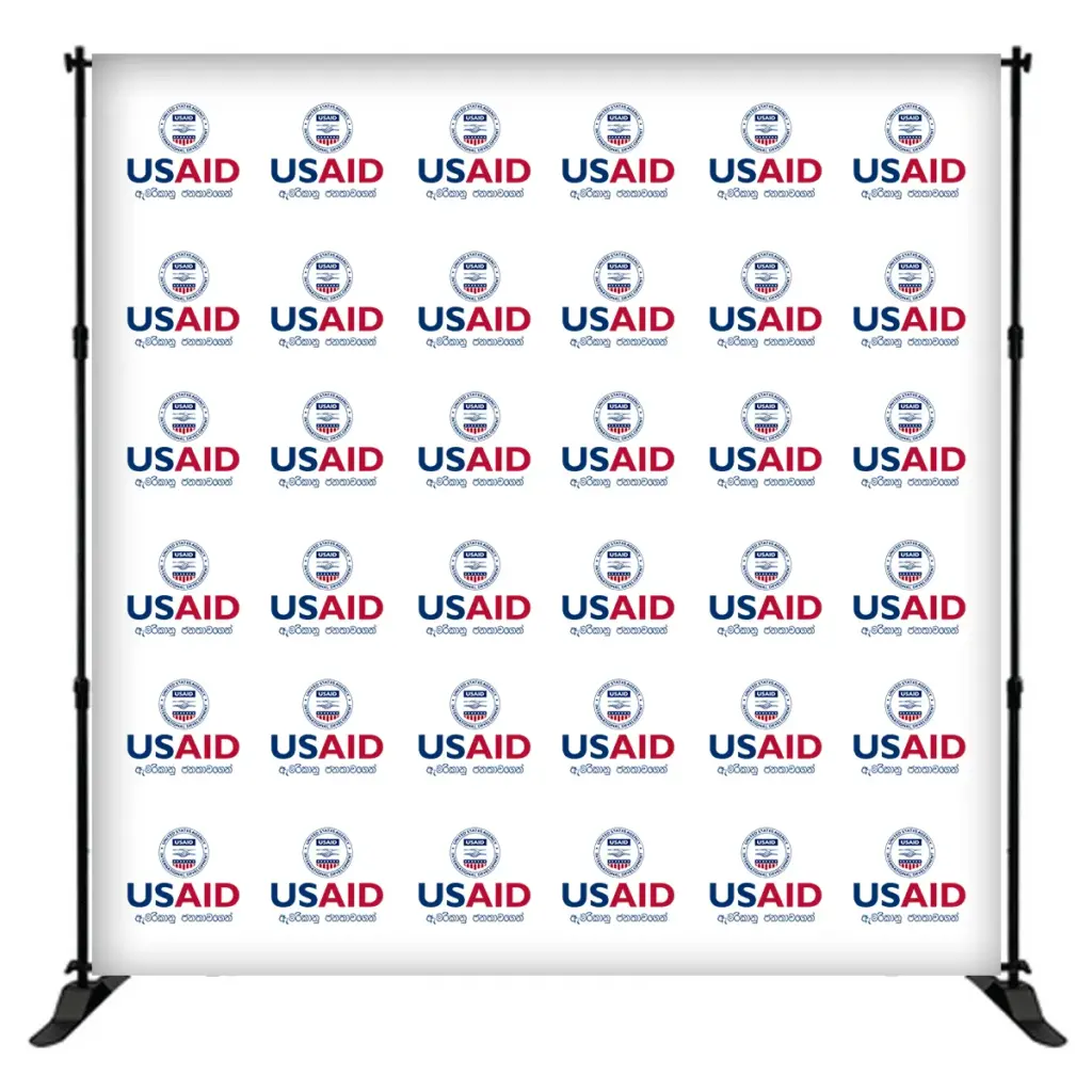 USAID Sinhala 8 ft. Slider Banner Stand - 8'h Fabric Graphic Package