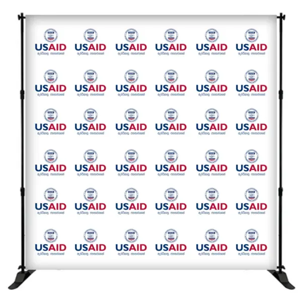 USAID Sinhala 8 ft. Slider Banner Stand - 8'h Fabric Graphic Package