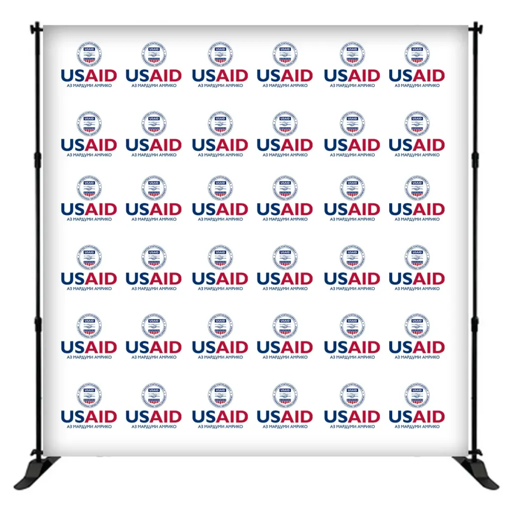 USAID Tajik 8 ft. Slider Banner Stand - 8'h Fabric Graphic Package