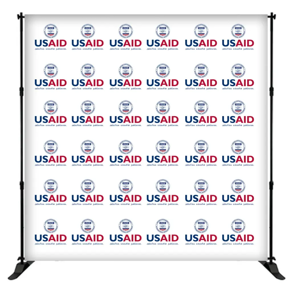 USAID Tamil 8 ft. Slider Banner Stand - 8'h Fabric Graphic Package