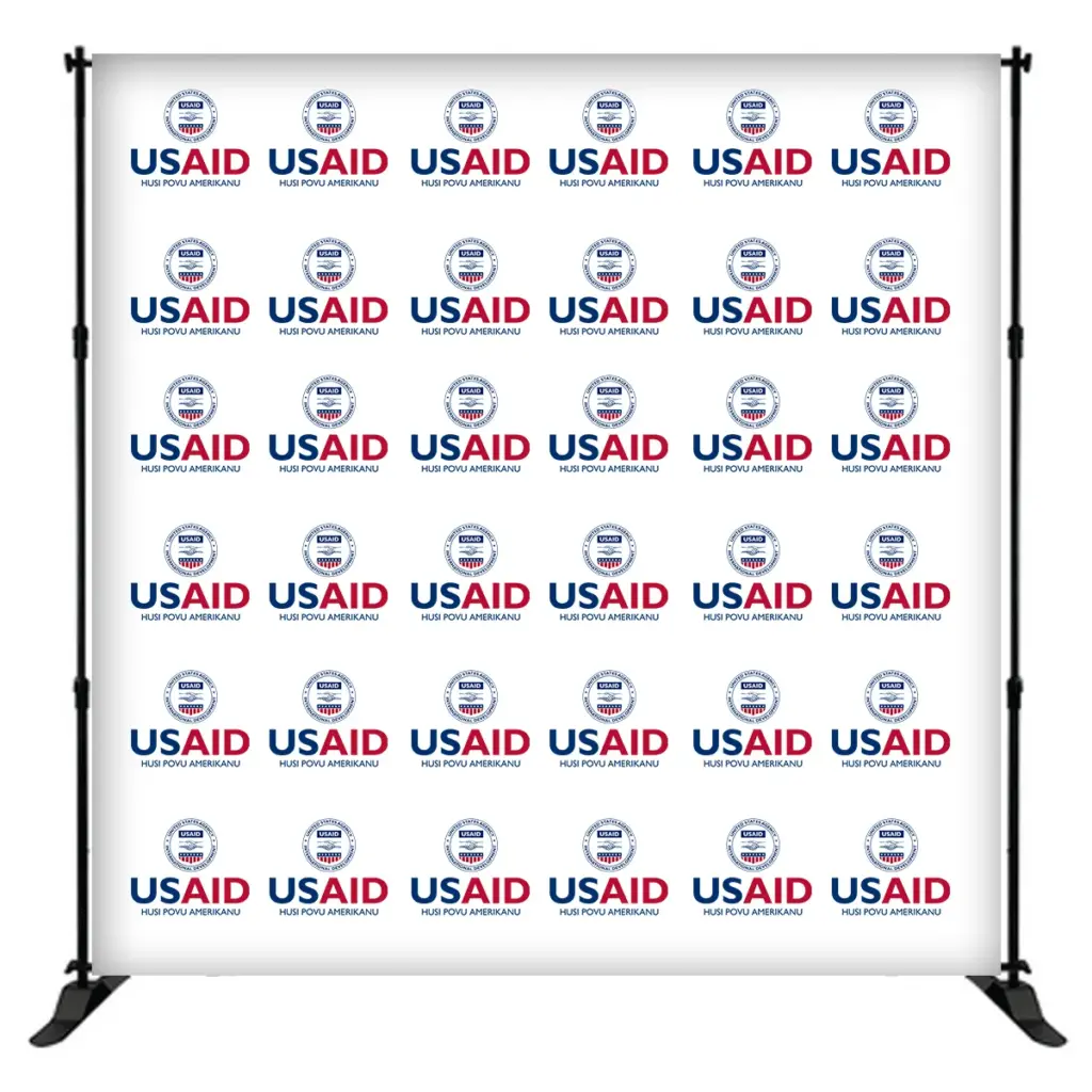 USAID Tetum 8 ft. Slider Banner Stand - 8'h Fabric Graphic Package