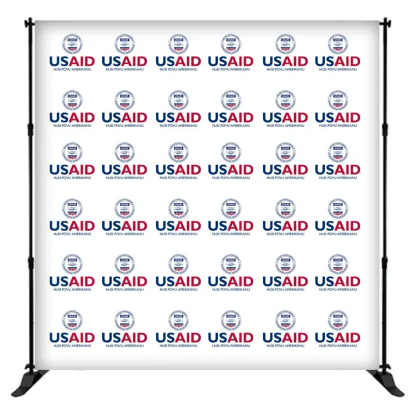 USAID Tetum 8 ft. Slider Banner Stand - 8'h Fabric Graphic Package