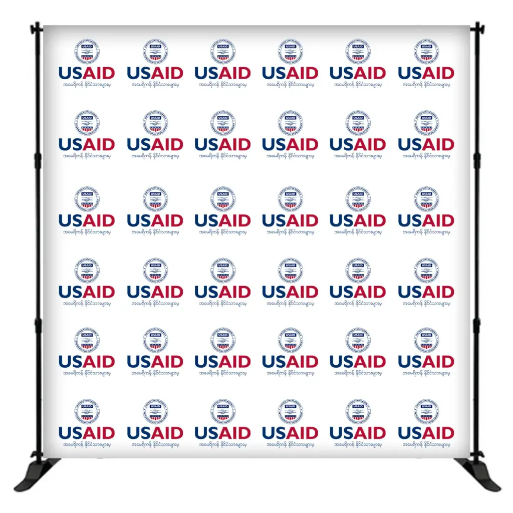 USAID Burmese 8 ft. Slider Banner Stand - 8'h Fabric Graphic Package