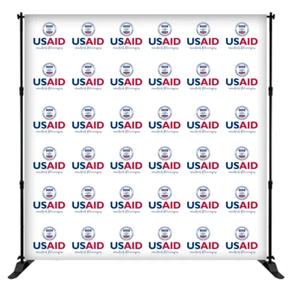 USAID Burmese 8 ft. Slider Banner Stand - 8'h Fabric Graphic Package