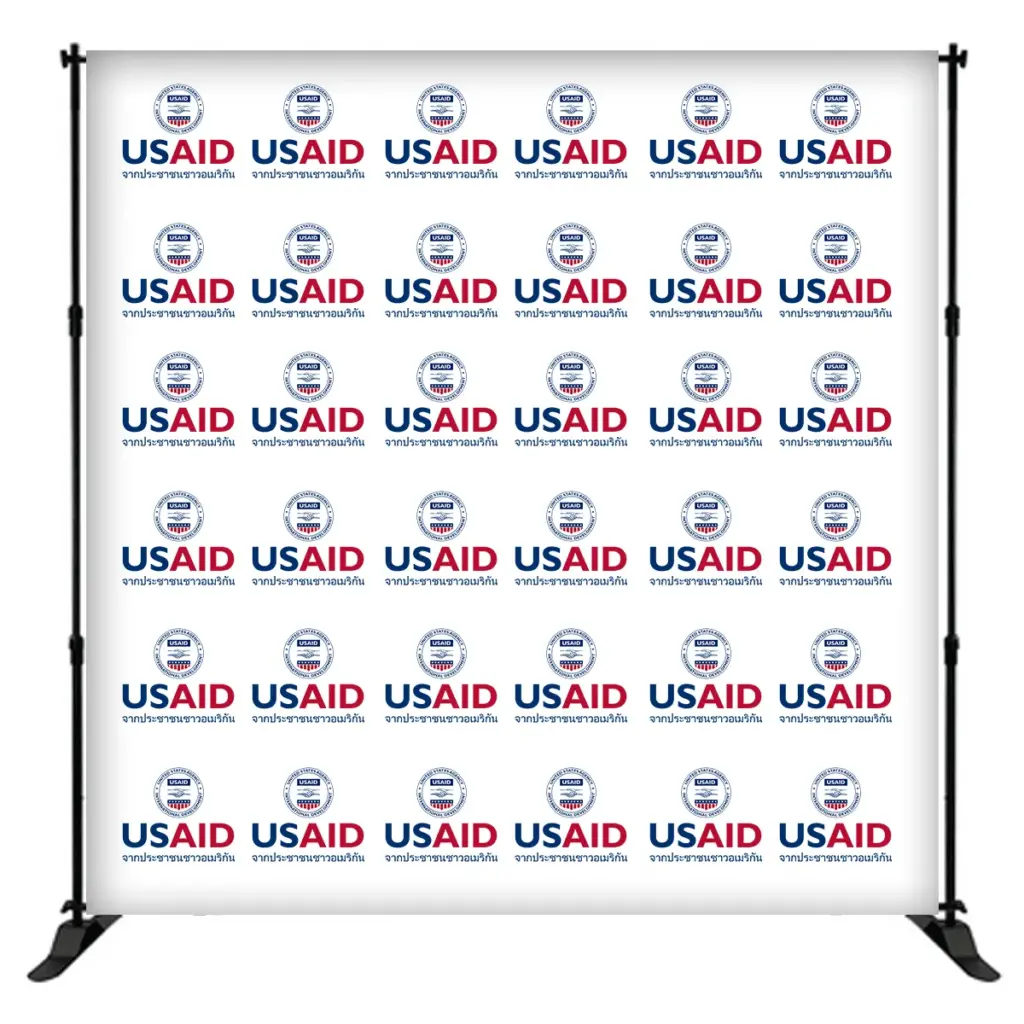 USAID Thai 8 ft. Slider Banner Stand - 8'h Fabric Graphic Package