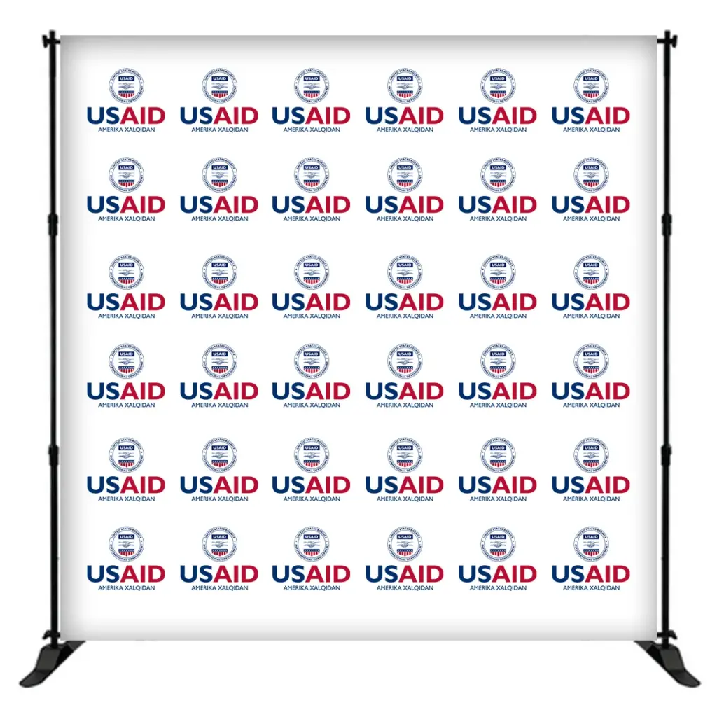 USAID Uzbek 8 ft. Slider Banner Stand - 8'h Fabric Graphic Package
