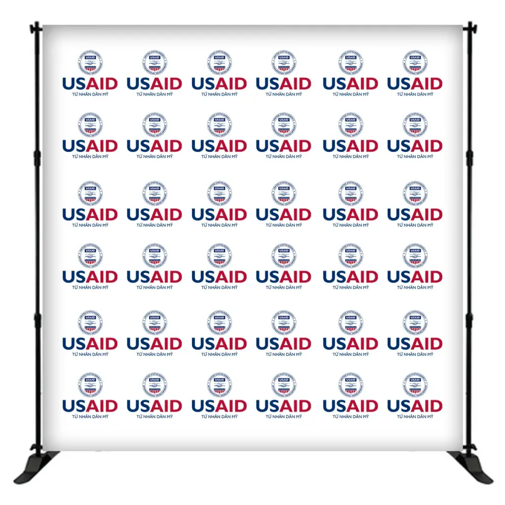 USAID Vietnamese 8 ft. Slider Banner Stand - 8'h Fabric Graphic Package