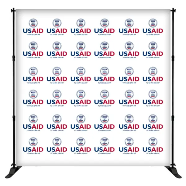 USAID Vietnamese 8 ft. Slider Banner Stand - 8'h Fabric Graphic Package