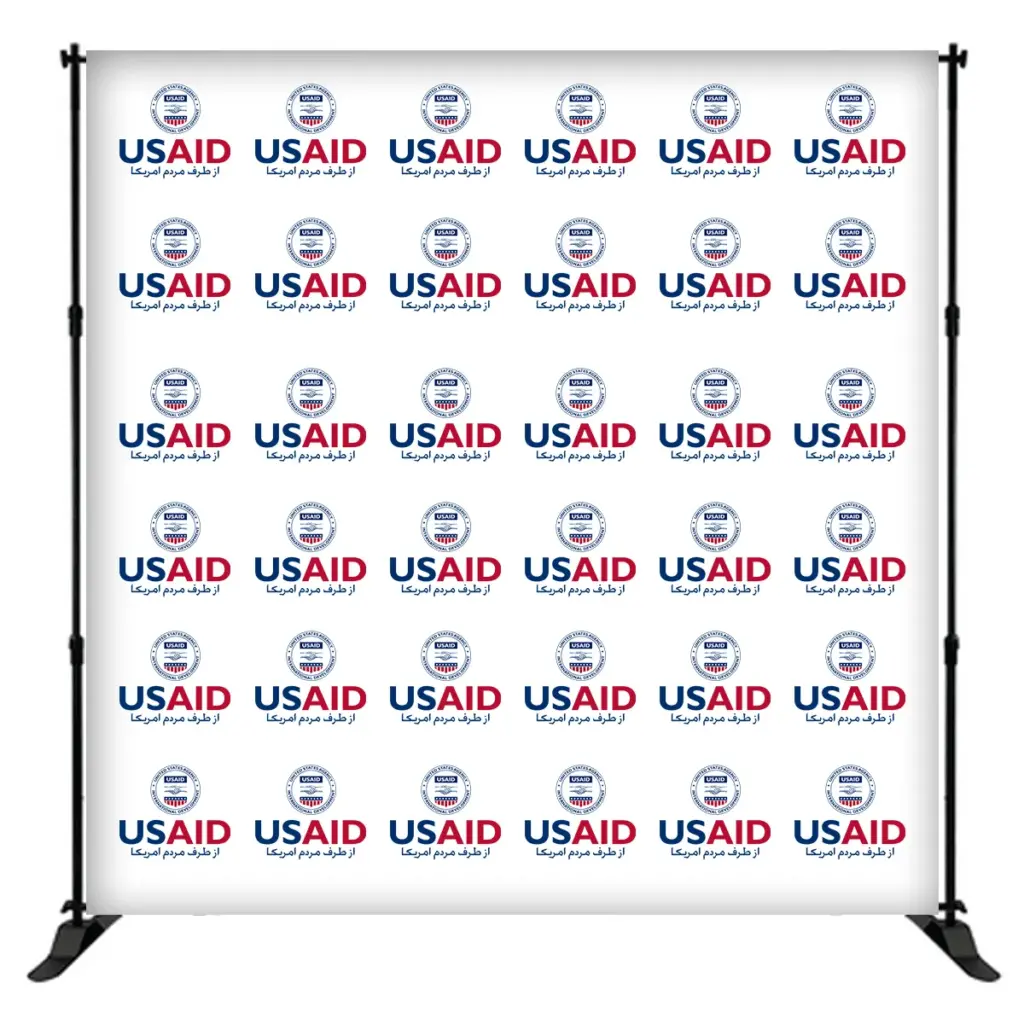 USAID Dari 8 ft. Slider Banner Stand - 8'h Fabric Graphic Package