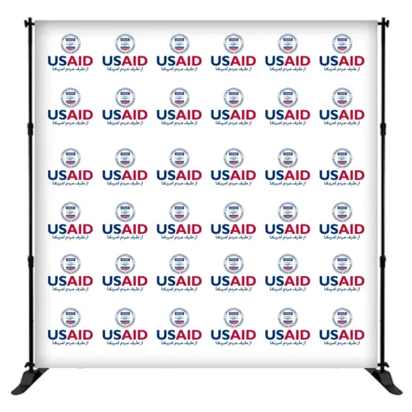 USAID Dari 8 ft. Slider Banner Stand - 8'h Fabric Graphic Package