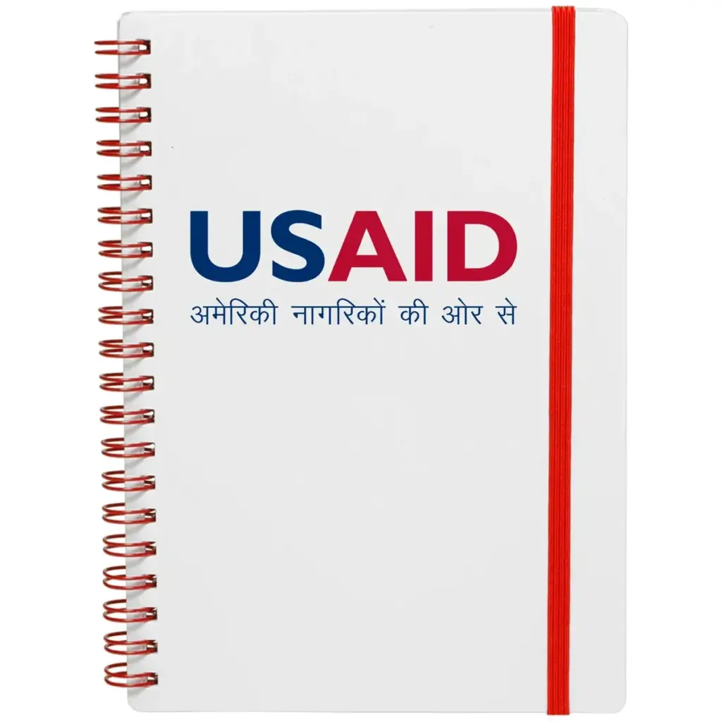 USAID Hindi - White Spiral Notebook w/ Colored Accents