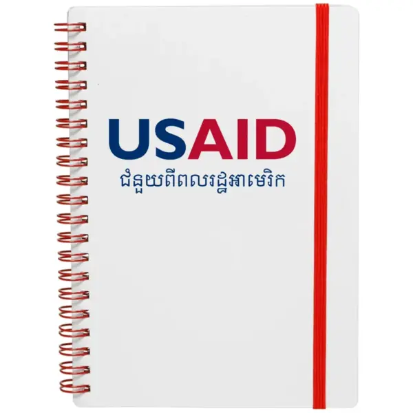 USAID Khmer - White Spiral Notebook w/ Colored Accents