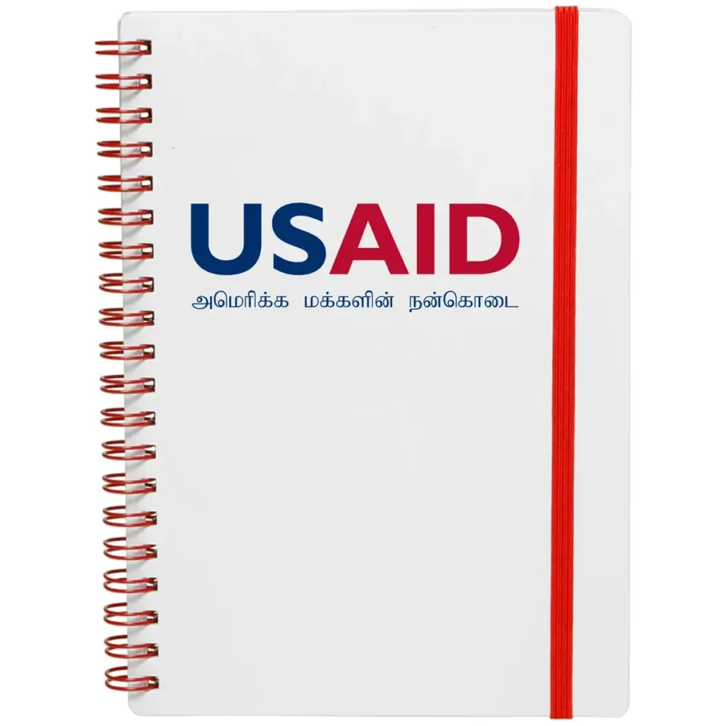 USAID Tamil - White Spiral Notebook w/ Colored Accents