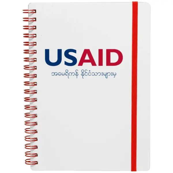 USAID Burmese - White Spiral Notebook w/ Colored Accents