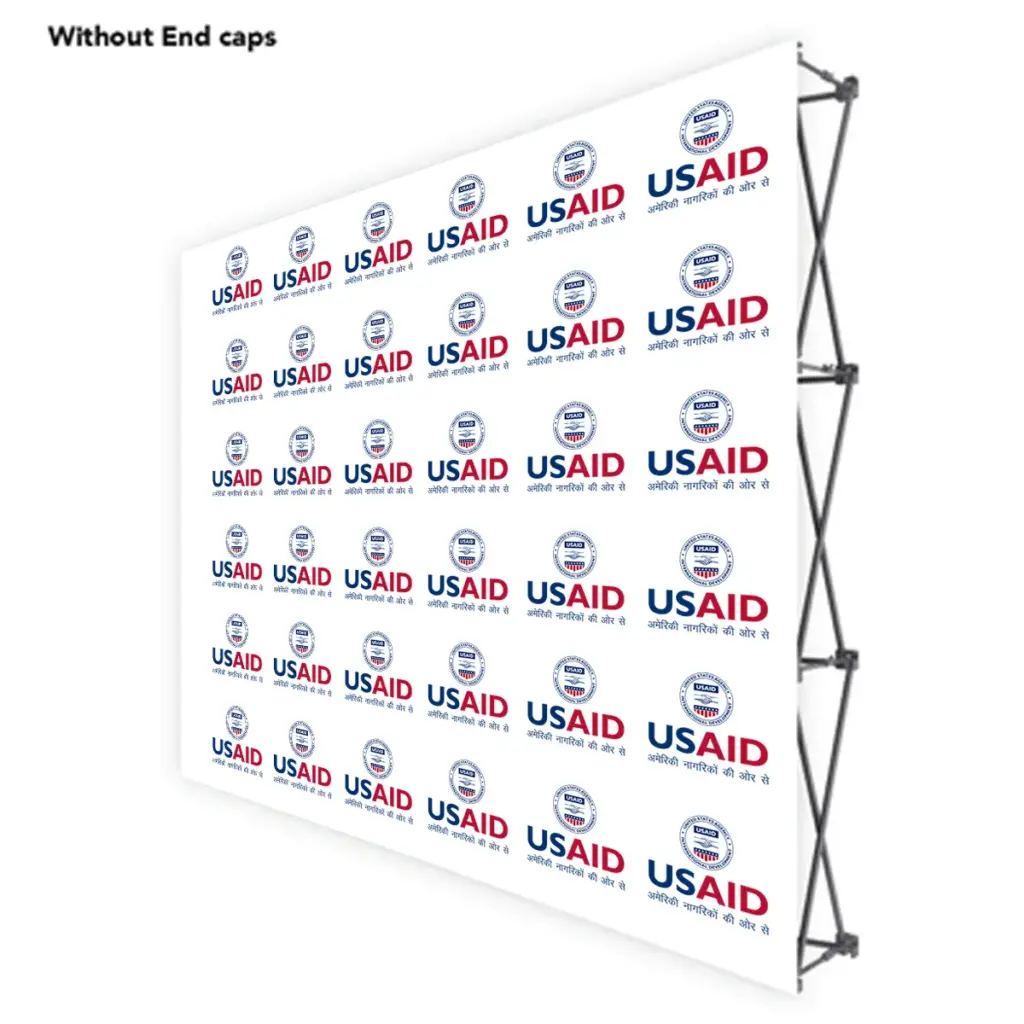 USAID Hindi ONE CHOICE 8 Ft. Fabric Pop Up Display - 89"H Straight Graphic Package