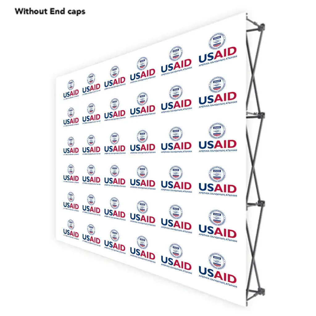 USAID Kazakh ONE CHOICE 8 Ft. Fabric Pop Up Display - 89"H Straight Graphic Package
