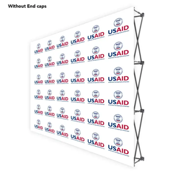 USAID Kazakh ONE CHOICE 8 Ft. Fabric Pop Up Display - 89"H Straight Graphic Package