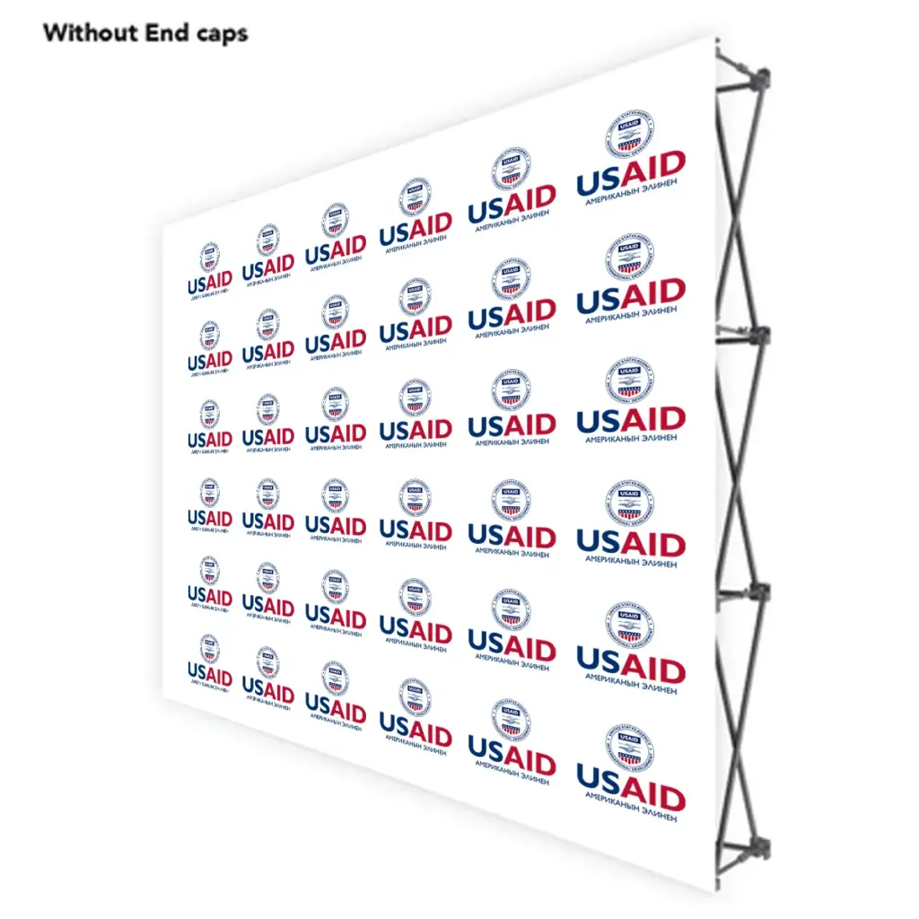USAID Kyrgyz ONE CHOICE 8 Ft. Fabric Pop Up Display - 89"H Straight Graphic Package