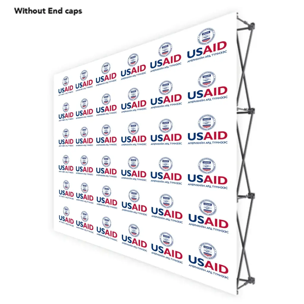 USAID Mongolian ONE CHOICE 8 Ft. Fabric Pop Up Display - 89"H Straight Graphic Package