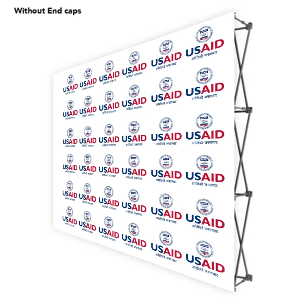 USAID Nepali ONE CHOICE 8 Ft. Fabric Pop Up Display - 89"H Straight Graphic Package