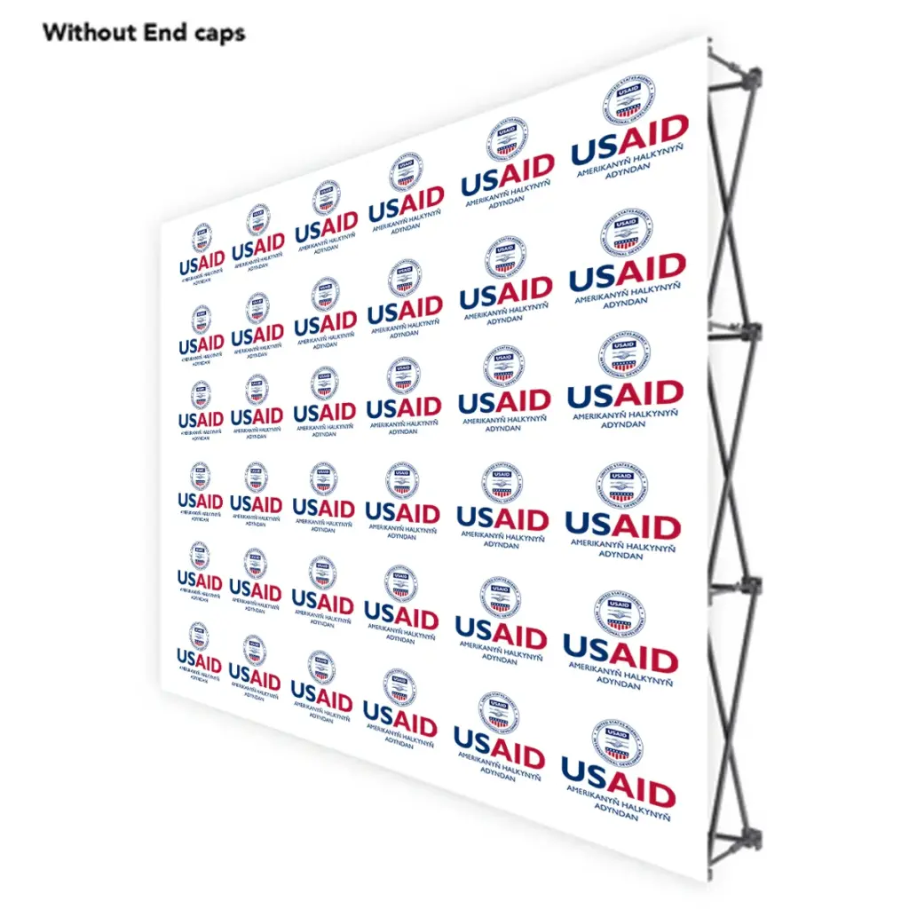 USAID Turkmen ONE CHOICE 8 Ft. Fabric Pop Up Display - 89"H Straight Graphic Package