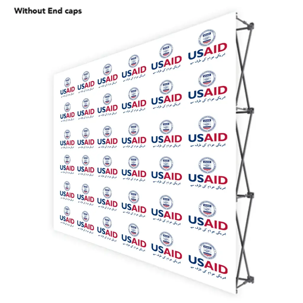 USAID Urdu ONE CHOICE 8 Ft. Fabric Pop Up Display - 89"H Straight Graphic Package