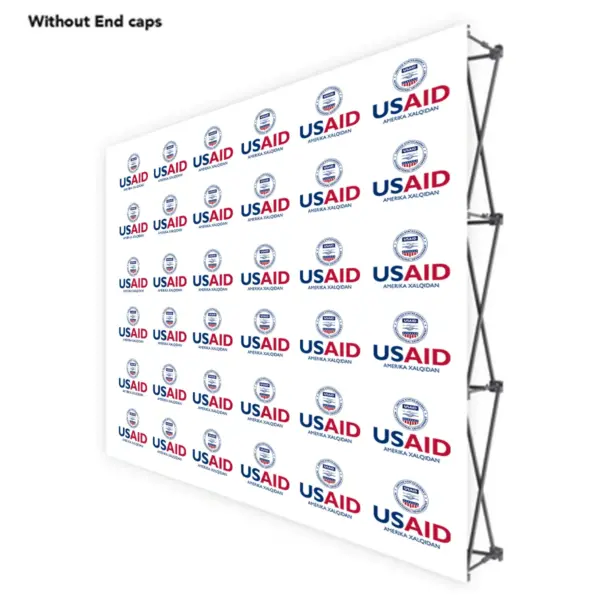 USAID Uzbek ONE CHOICE 8 Ft. Fabric Pop Up Display - 89"H Straight Graphic Package