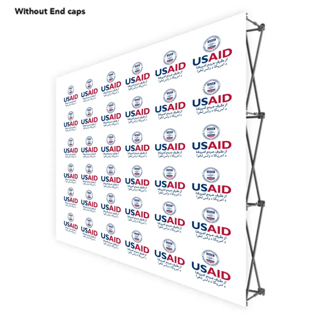 USAID Dari Pashto ONE CHOICE 8 Ft. Fabric Pop Up Display - 89"H Straight Graphic Package