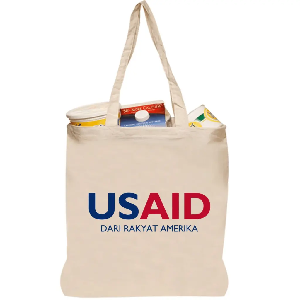 USAID Bahasa Indonesia - Natural Cotton Fiber Tote Bags (14.5"x16")