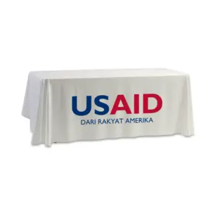 USAID Bahasa Indonesia - 8' Dye Sub Tablecloth (Non Fitted) White