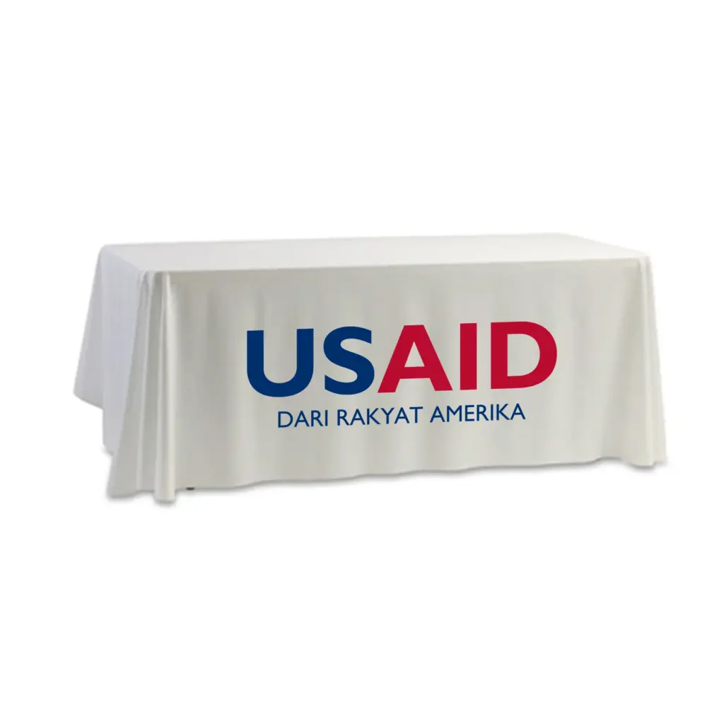USAID Bahasa Indonesia - 8' Dye Sub Tablecloth (Non Fitted) White