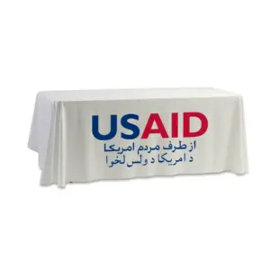 USAID Dari Pashto - 8' Dye Sub Tablecloth (Non Fitted) White