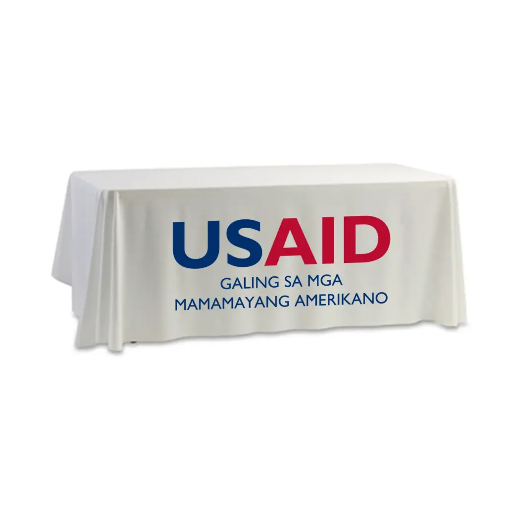 USAID Filipino - 8' Dye Sub Tablecloth (Non Fitted) White