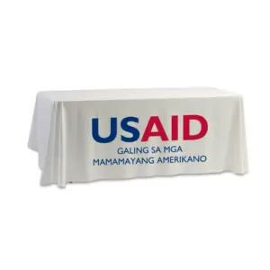 USAID Filipino - 8' Dye Sub Tablecloth (Non Fitted) White