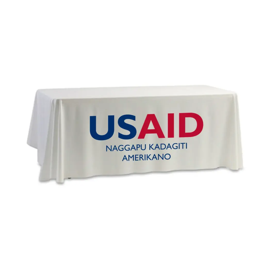 USAID Ilocano - 8' Dye Sub Tablecloth (Non Fitted) White