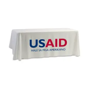USAID Bicolano - 8' Dye Sub Tablecloth (Non Fitted) White