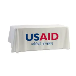 USAID Nepali - 8' Dye Sub Tablecloth (Non Fitted) White