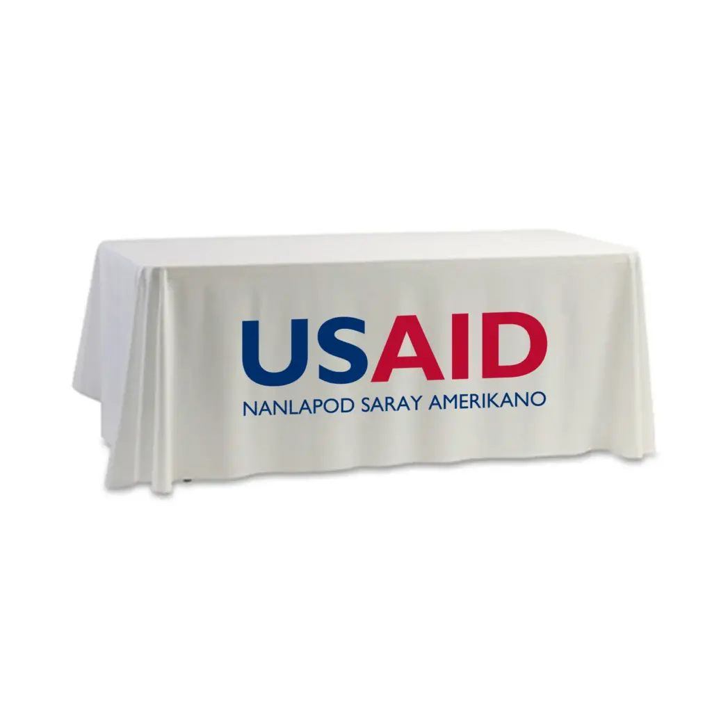 USAID Pangasinense - 8' Dye Sub Tablecloth (Non Fitted) White