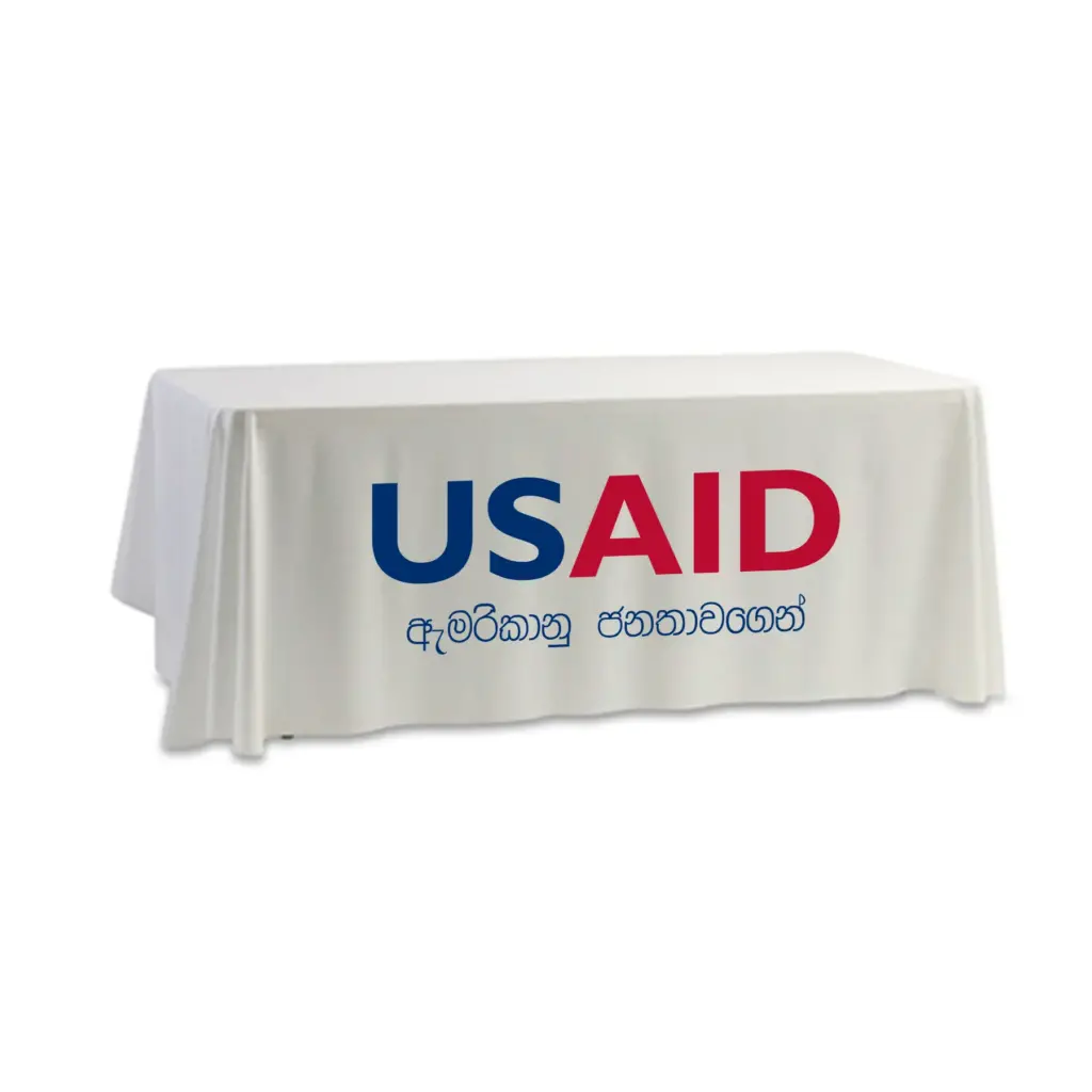 USAID Sinhala - 8' Dye Sub Tablecloth (Non Fitted) White