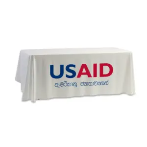 USAID Sinhala - 8' Dye Sub Tablecloth (Non Fitted) White
