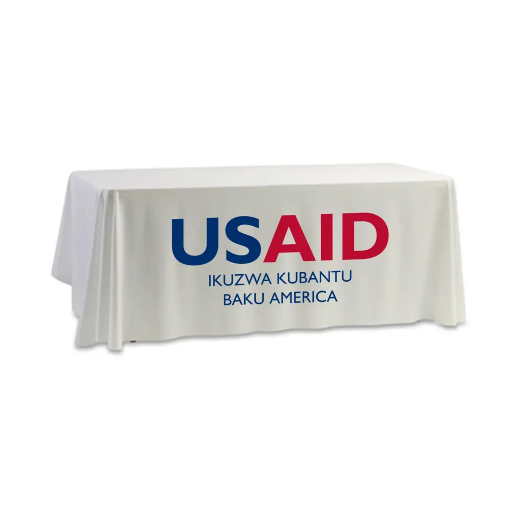 USAID Tonga - 8' Dye Sub Tablecloth (Non Fitted) White
