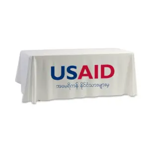 USAID Burmese - 8' Dye Sub Tablecloth (Non Fitted) White