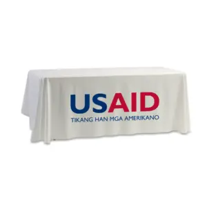 USAID Waray-Waray - 8' Dye Sub Tablecloth (Non Fitted) White