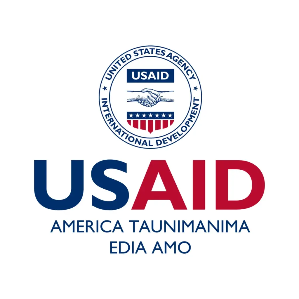 USAID Motu Decal on White Vinyl Material. Full Color