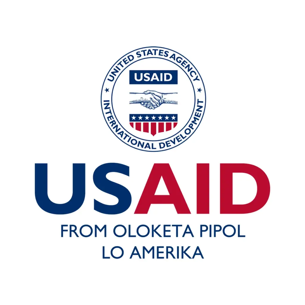 USAID Pijin Decal on White Vinyl Material. Full Color