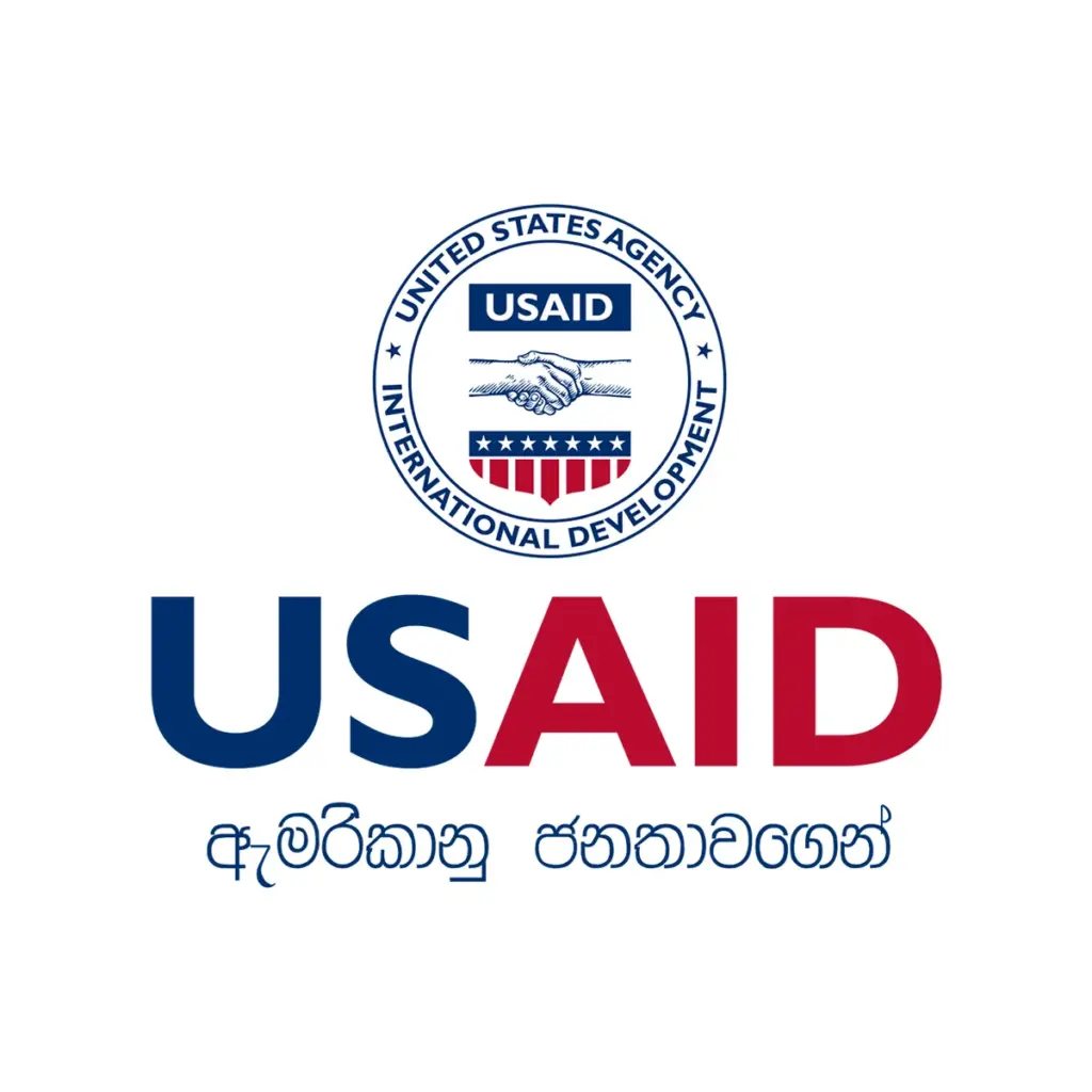 USAID Sinhala Decal on White Vinyl Material. Full Color