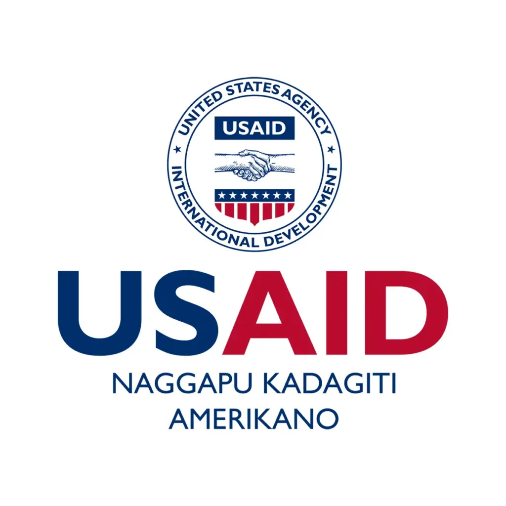 USAID Ilocano Decal on White Vinyl Material - (3"x3"). Full color.